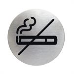 Skilt Rygning forbudt Ø:83mm rustfrit stål selvklæbende