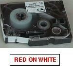 Brother tekstkassette , TZ232 12 mm - rød på hvid 