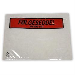 Følgeseddellommer 165x122mm m/tryk følgeseddel 