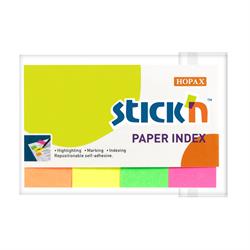 Indeksfaner Stick\'N Papir 4 ass. neon 50x20mm 4x50stk/pak