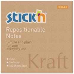 Notes Stick\'N Kraftblock brun 76x76mm 100blade genbrug