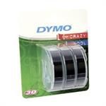 Dymo Prægetape  -  9mmx3m  - pakning med 3 rl - sort