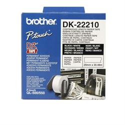 Brother Papirtape DK22210, hvid - 29 mm x 30,48 m  